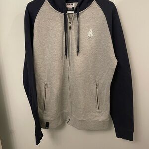 Men's Gray and Navy Hoodie